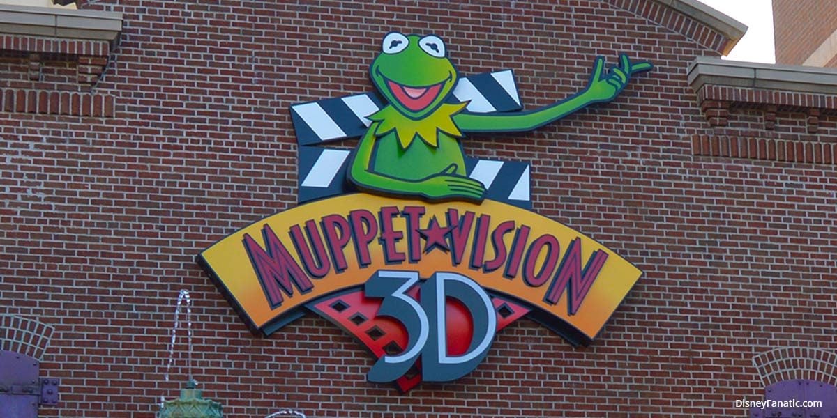 A Kermit sign outside of Muppet*Vision 3D at Disney's Hollywood Studios.