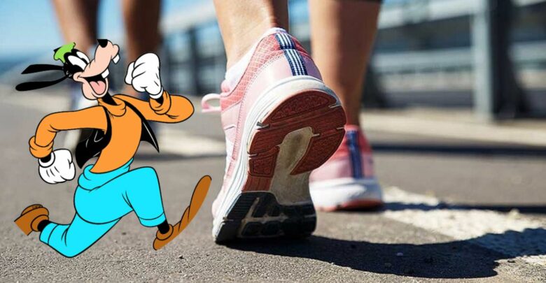 Goofy running and bottom of runners shoe