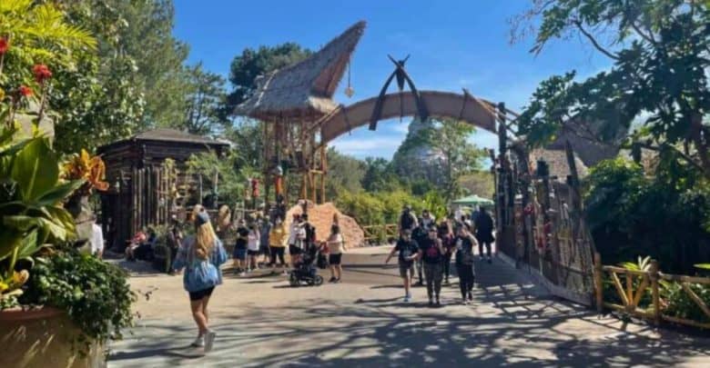 Adventureland entrance with guests at Disney World