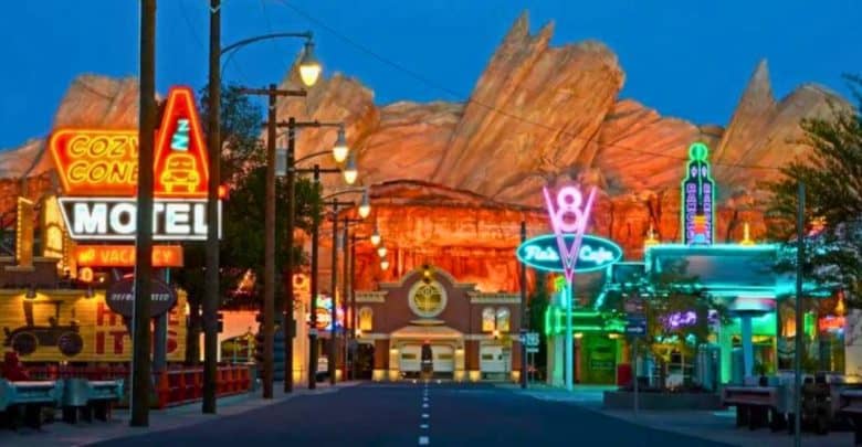 Cars Land at night