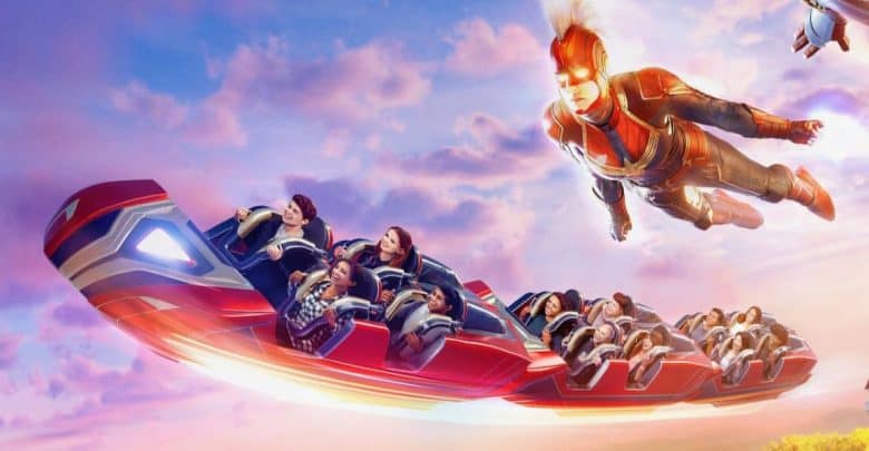 Guests experience Avengers Assemble: Flight Force alongside Captain Marvel
