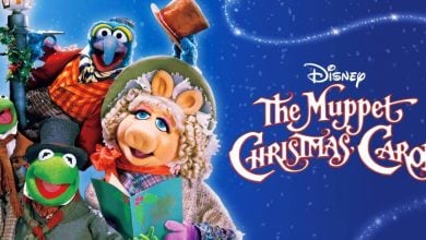 Kermit the Frog AKA Bob Cratchit, Miss Piggy AKA Emily Cratchit, Gonzo AKA Charles Dickens, and Tiny Tim in 'The Muppet Christmas Carol'