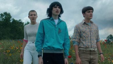 L to R: Eleven, Mike and Will at the end of 'Stranger Things' Season 4