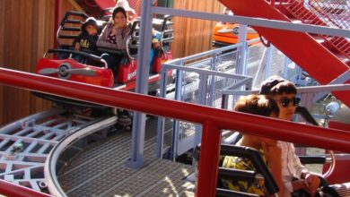 Families on Goofy's Sky School at Disney California Adventure