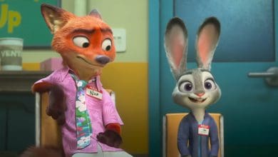 Judy Hopps and Nick Wilde sit side by side in a room, both with name tags.