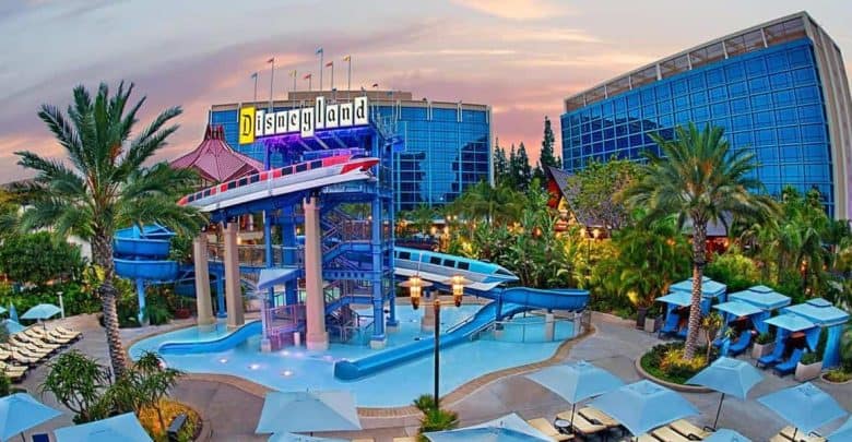 Disneyland Hotel and pool exterior
