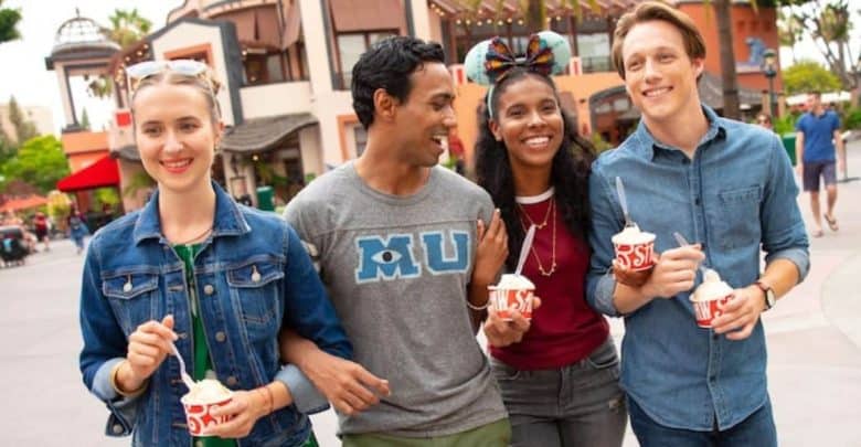 Four friends at Downtown Disney