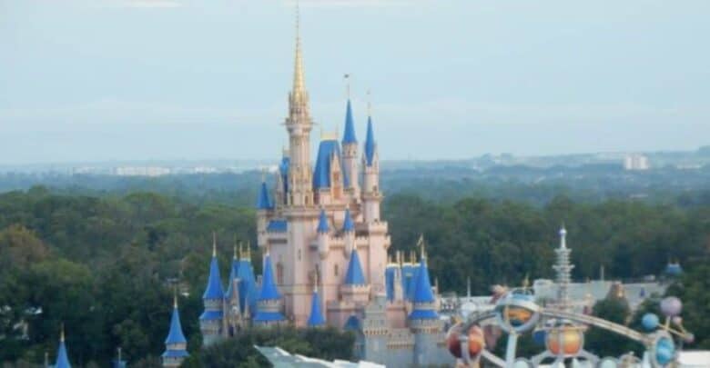 Cinderella Castle at Magic Kingdom Park as seen from above