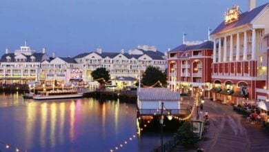 Scenic view of Disney's BoardWalk at night