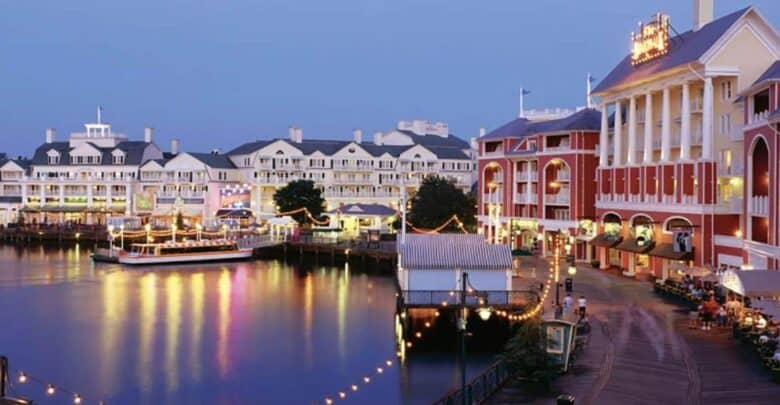 Scenic view of Disney's BoardWalk at night