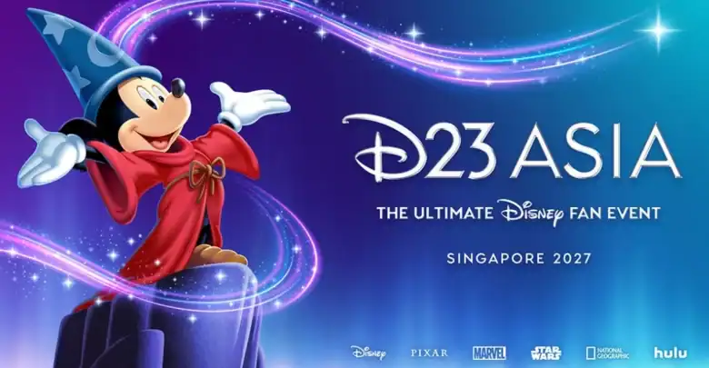 Mickey Mouse dons his classic wizard hat to celebrate the return of D23 Asia, coming to Singapore in 2027 for Disney fans.