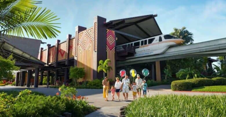 Guests with balloons at Disney's Polynesian Village Resort