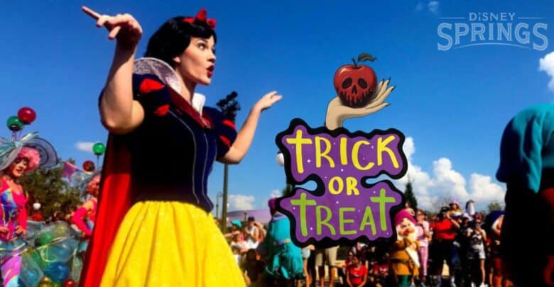 Snow White at a Disney Springs Halloween trick-or-treat event.