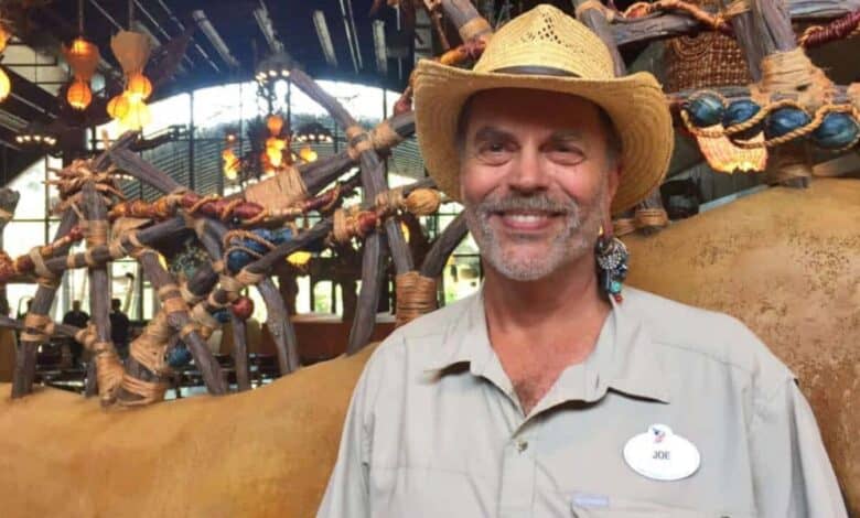 Joe Rohde wearing a straw hat at Disney’s Animal Kingdom.