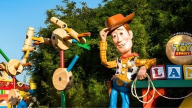 Sheriff Woody at Toy Story Land during the holidays at Disney World.