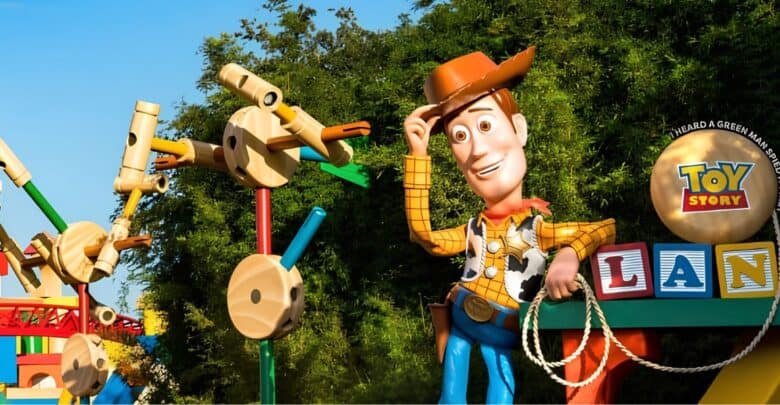 Sheriff Woody at Toy Story Land during the holidays at Disney World.