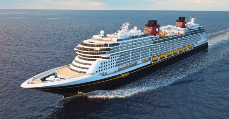 The Disney Treasure cruise ship at sea, currently subject to a Disney Cruise Line investigation.