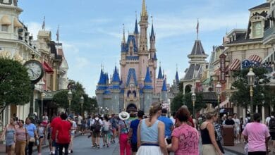 Cinderella Castle at the end of Main Street, U.S.A. in Magic Kingdom at Disney World.