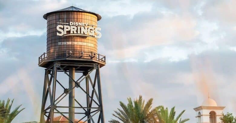 The Disney Springs water tower, standing as a symbol of the destination’s identity.