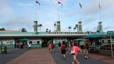 The main entrance to Disney’s Hollywood Studios during a private park buyout.