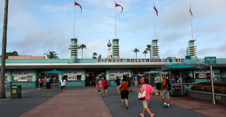 The main entrance to Disney’s Hollywood Studios during a private park buyout.