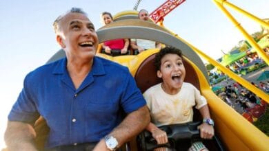 A family riding Slinky Dog Dash at Disney World.