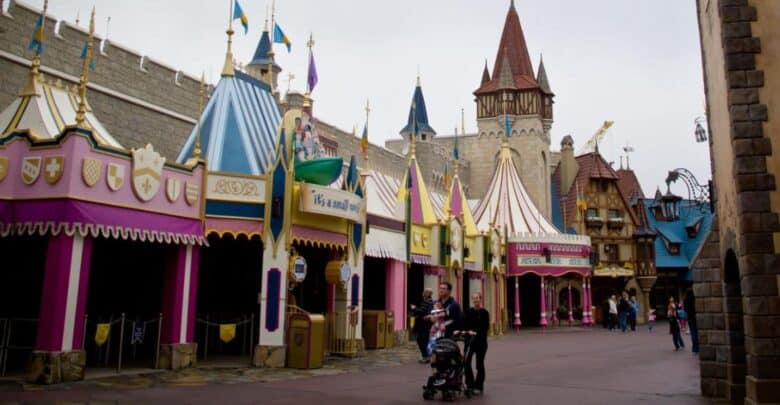 The “it’s a small world” entrance in Fantasyland at Disney World decorated for Halloween.