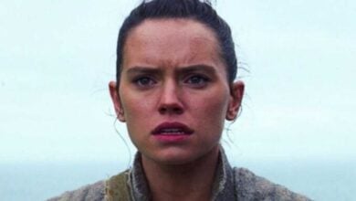 Rey from the Star Wars sequel trilogy at Star Wars: Galaxy’s Edge.
