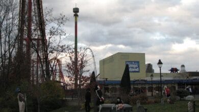Halloween Haunt decor at Kings Island.