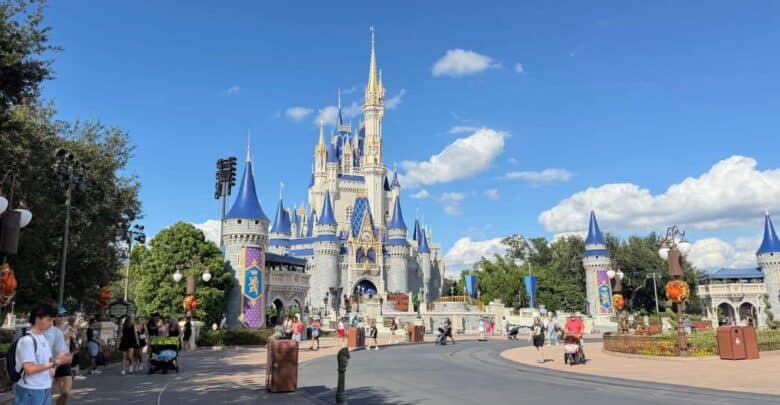 Cinderella Castle at Magic Kingdom getting its November transformation.