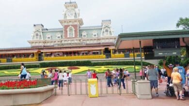 The Walt Disney World Railroad station at the entrance to Magic Kingdom during rope drop.