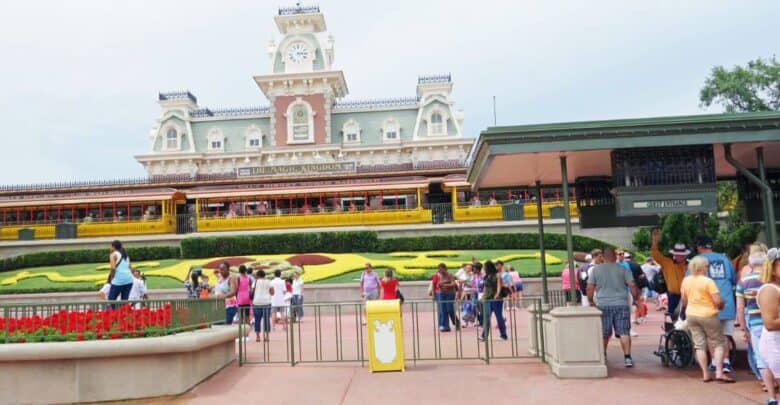 The Walt Disney World Railroad station at the entrance to Magic Kingdom during rope drop.