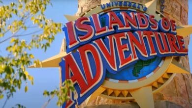 Universal’s Islands of Adventure logo sign at Universal Orlando Resort.