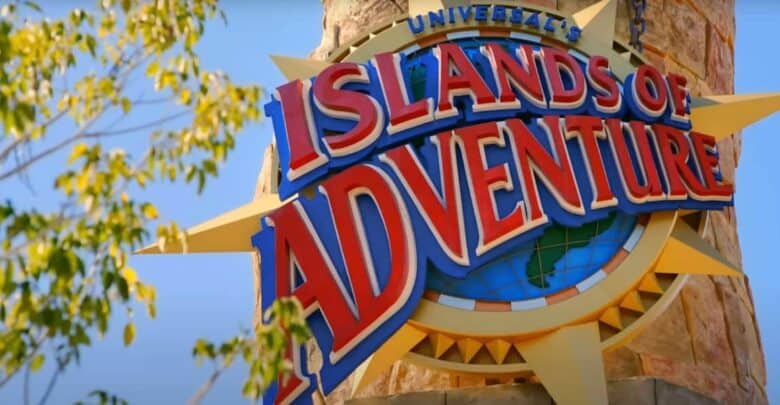 Universal’s Islands of Adventure logo sign at Universal Orlando Resort.
